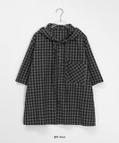 [unisex] Kanbilli Check Over Hooded Short Sleeve Shirt