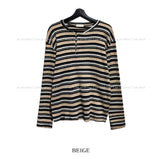 Uber Stripe Henley Neck Long Sleeve T-Shirt