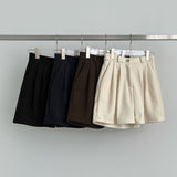 Winter Shorts Corduroy Fleece Brushed Pin Tuck Banding Short Pants