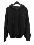 Cable Two-Way Knit Hood Zip-Up