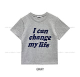 Life lettering crop short sleeves