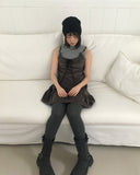 Kinjo Vintage Rose Flower Ribbed Knit Beanie