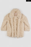 Milk plush collar fur coat