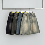 Backpoint Pocket Washing Bermuda Scratch Knee Length Denim Pants