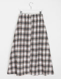 Milty banding hairy brushed check long skirt