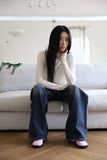 Incision line wide denim