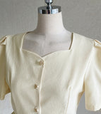 Cloa Heartneck Puff Peplum Jacket Blouse
