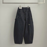 Heart Back Pocket Raw Non-fade Carpenter Balloon Wide Denim Pants
