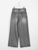 Mason Snap Button Washed Wide Denim Pants