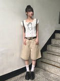 Conce Buckle Back Point Bermuda Cotton Short Pants