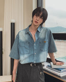 Frue Vintage Washing Denim Half Shirt