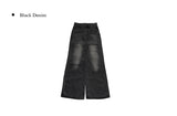 Robe black denim washing wide pants