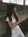 Blan Dot Shirred Half Moon Shoulder Bag