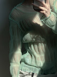 Torsion Smoke Shirring Sheer See-Through T-shirt