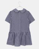 Purip Ribbon Strap Round Collar Check Mini One-Piece Dress