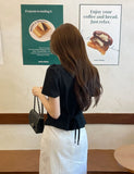 Nahen Round Neck Shirred Puff Blouse