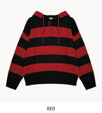 Stripe cable hood warmer knitwear