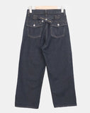 Racket Raw Back Adjust Wide Denim Pants