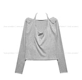 Ut cut layered two-way long sleeve