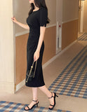 Mons Notch Drape Shirring Short Sleeve One Piece