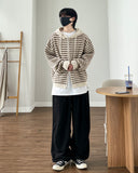 Tibber Stripe Knit Hood Zip-up