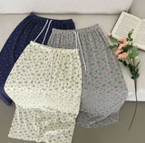 Flower Pattern Span Slit H-line Banding Long Skirt