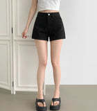 Slim-line fit A-line Fit Black Basic Cotton Shorts