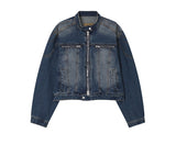 Ocean Washed Stitch Biker Denim Jacket