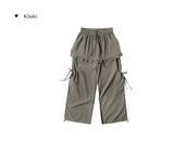 Kaze Nylon Pocket Wide Frill Skirt Pants