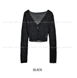 Tease See-Through Wrinkle Crop Cardigan