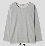Neutral Basic U-Neck Long Sleeve T-Shirt