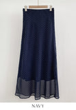 Ain Dot Chiffon Banding Long Skirt