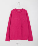 [unisex] Maring heart cable round over knit