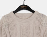 Hanen Vintage Rose Rainy Season Flower Cable Knit