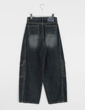 Ikune Wide Cut Cargo Denim Pants