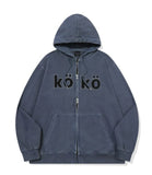 [2-WAY] KOKO Applique Pigment Hooded Zip-Up