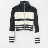 45% Wool) Robed Color Matching Knit Zip-Up