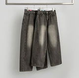 Winter Side Cut Fleece Brushed Wide Fit Denim Pants