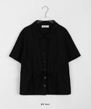 [BAONHAUS] Hae Nylon Collar Shirring Short Sleeve Blouse