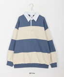 [unisex] Minch Stripe Rugby Collar Long Sleeve Tee