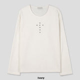 Crossing Rivet Ribbed Long Sleeve