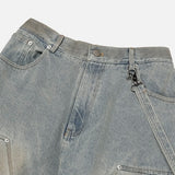 Dirty Washed Keychain Strap Carpenter Denim Pants