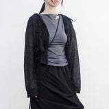 Beuneo see-through string hooded zip-up