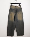 Cama Yellow Washing Vintage Long Wide Denim Pants