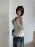 Surin Flower Frill Cardigan Sleeveless Set