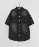 [Unisex] Huel Washing Denim Short Sleeve Shirt