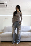 Washing wide cutting denim