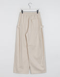 Welleu banding snap button wide cotton pants