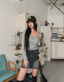 [U-BASIC] Tena Square Basic Long Sleeve T-shirt (with cup)