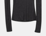 Linu Rib V-neck See-through Long Sleeve T-Shirt